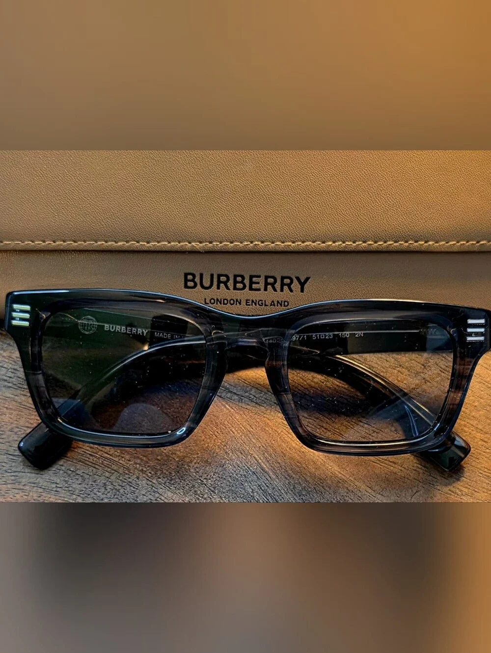 Burberry Translucent Gray Men's Square Sunglasses